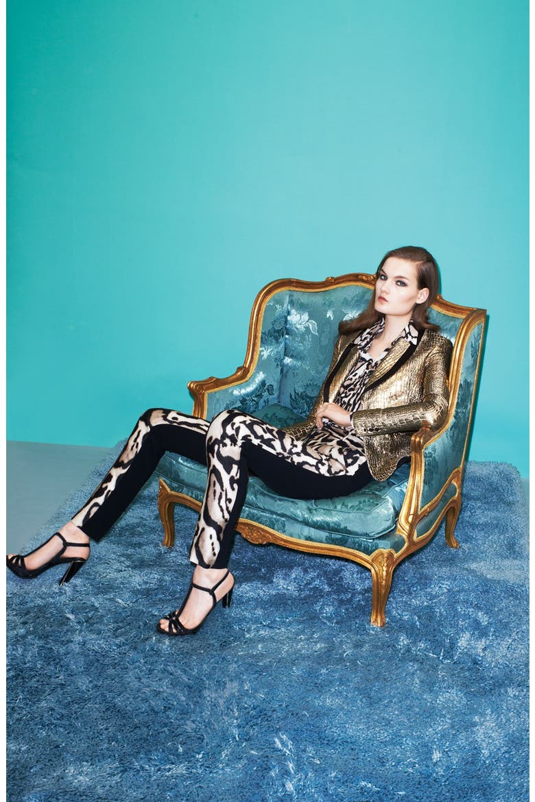 'Ofelia' Metallic Blazer, Alternate, color, GOLD/ BLACK