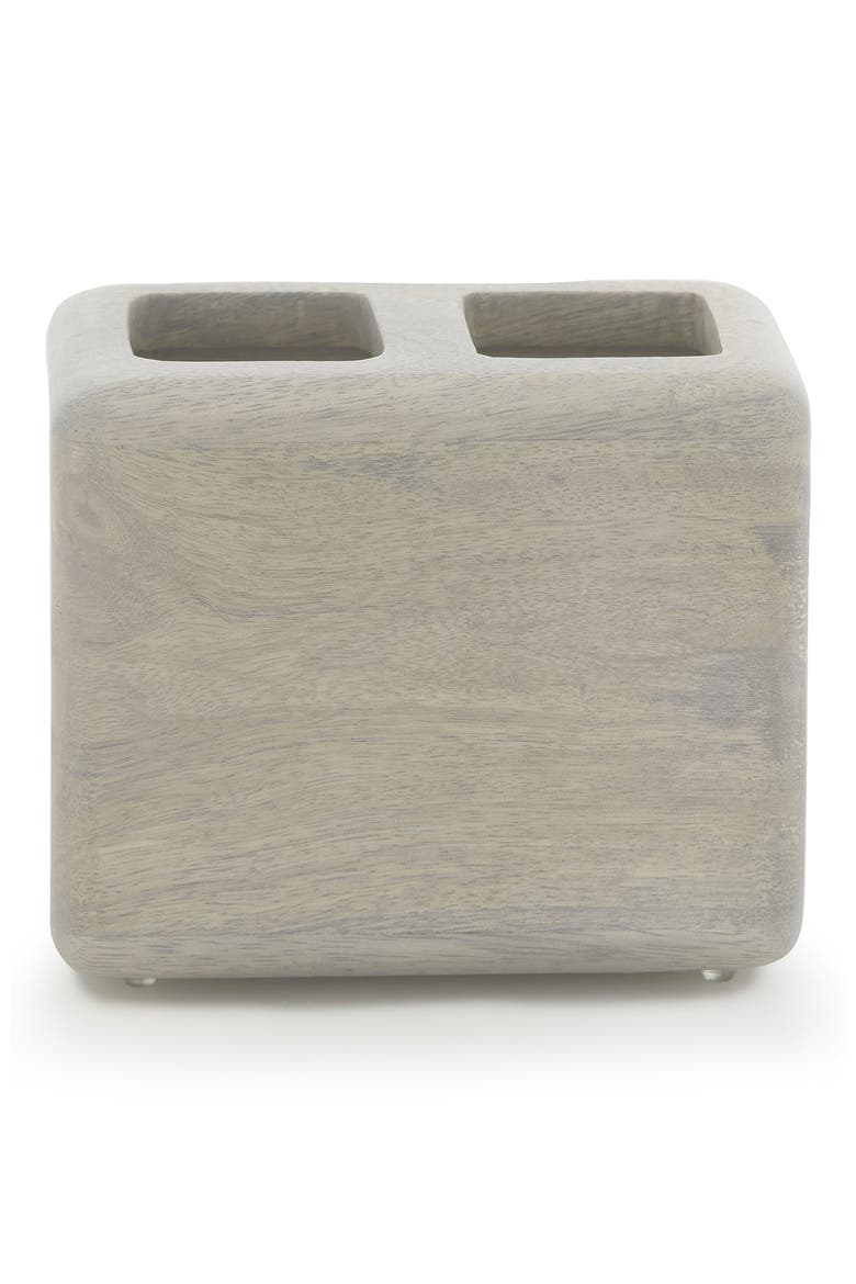 Fiji Mango Wood Toothbrush Holder, Main, color, WHITE WASH