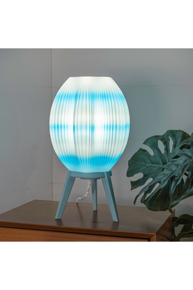 Wavy 16.5" Modern Contemporary Plant-Based PLA 3D Printed Dimmable LED Table Lamp, Alternate, color, Blue/White