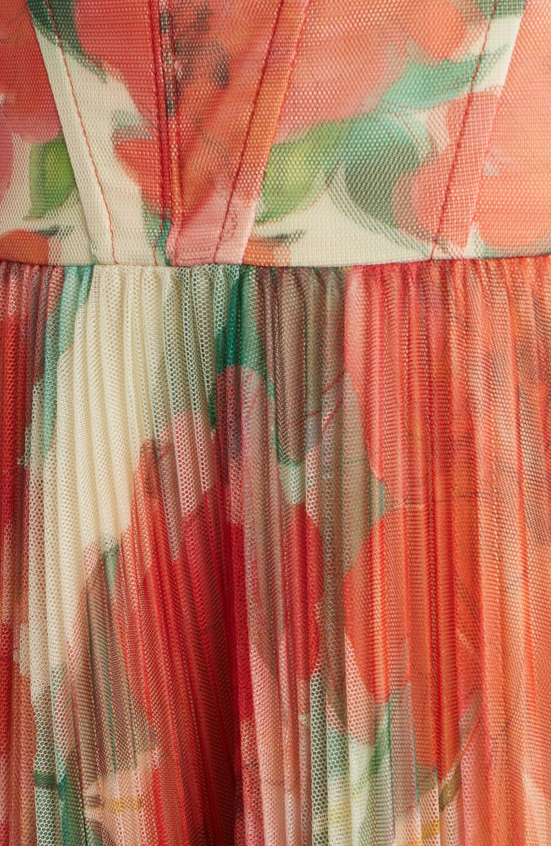 Hutch MacClare Floral Micropleat Gown, Alternate, color, Ivory/ Coral Watercolor