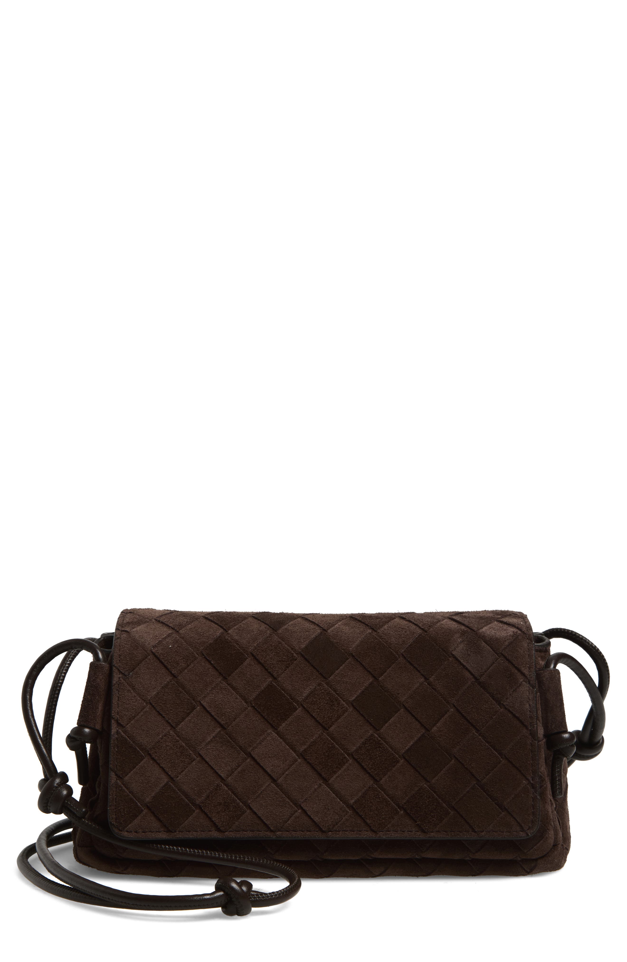 Bottega Veneta Notturno Intrecciato Suede Crossbody, Main, color, 2132 Fondant-Gold