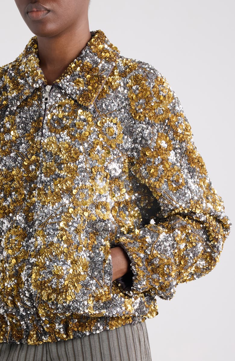 Dries Van Noten Abstract Sequin Jacket, Alternate, color, Silver