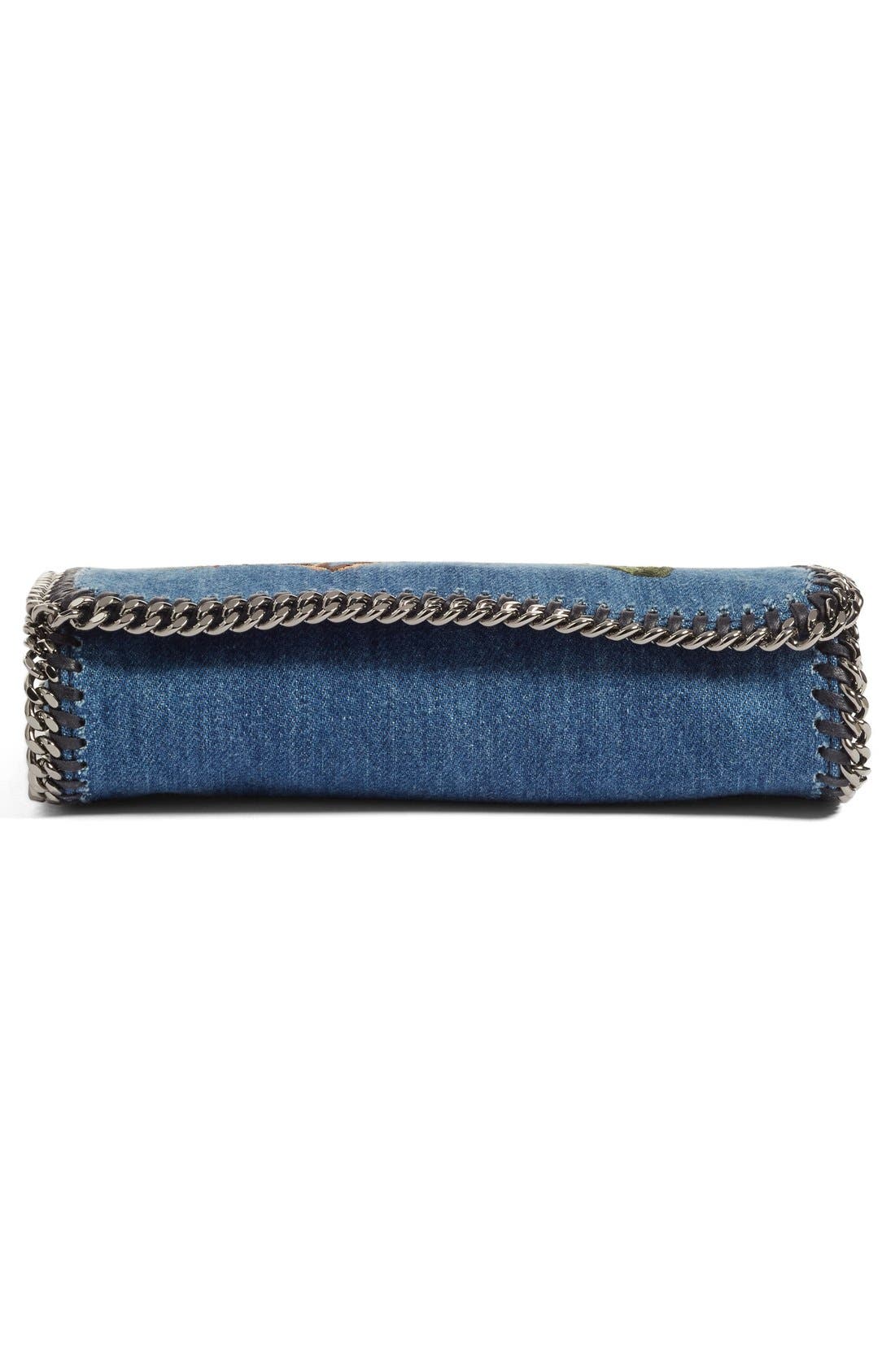 Embroidered Denim Shoulder Bag, Alternate, color, CERULEAN