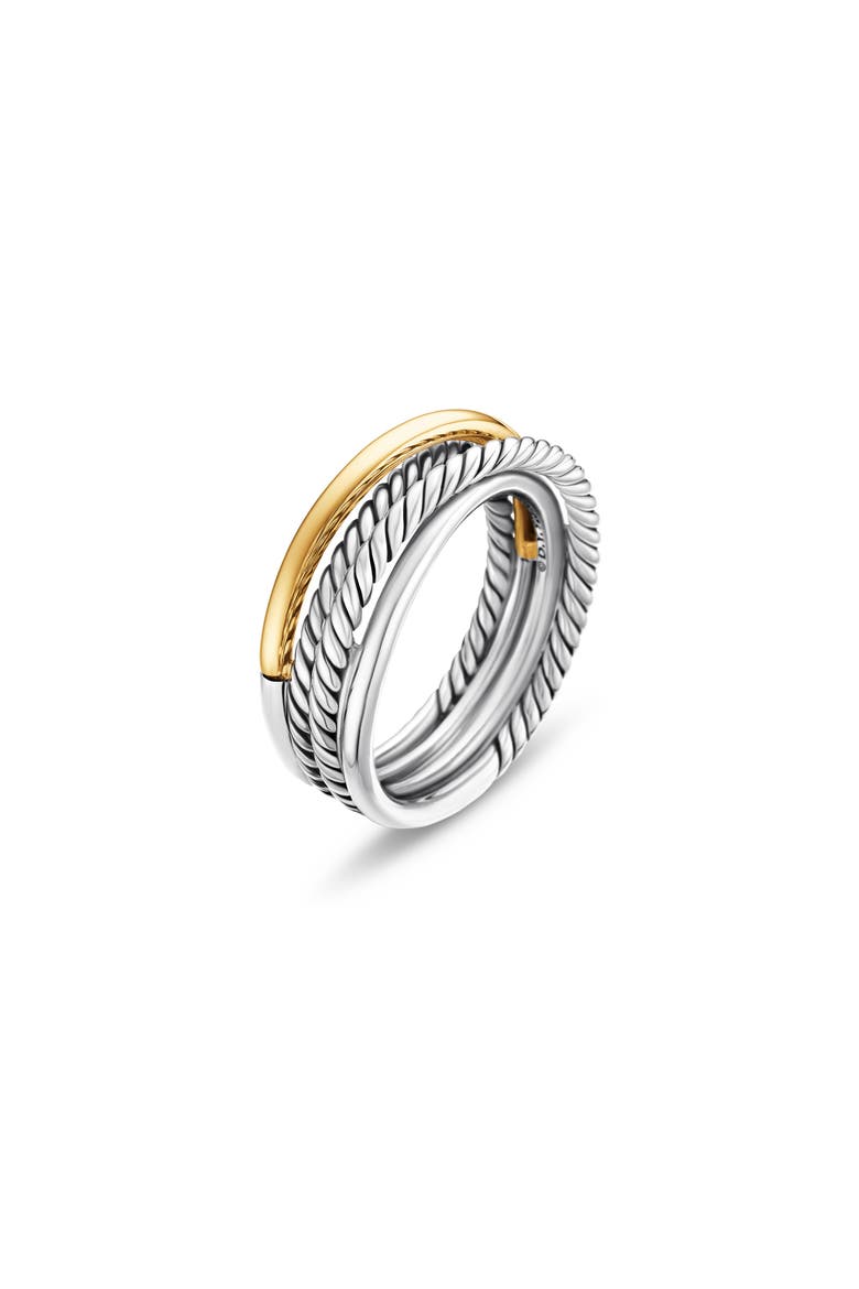 Crossover Narrow Ring with 18K Gold, Alternate, color, SILVER/ GOLD