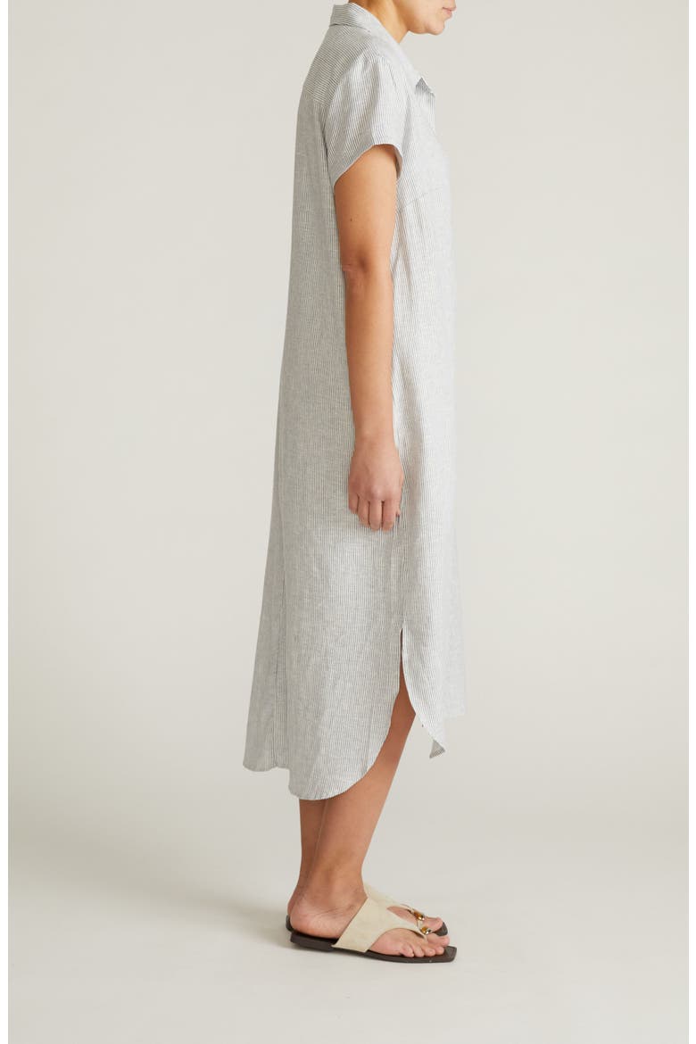 Dune Linen Blend Midi Shirtdress, Alternate, color, BEACH STRIPE
