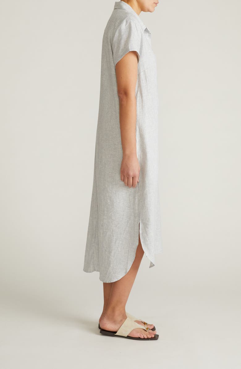 Universal Standard Dune Linen Blend Midi Shirtdress, Alternate, color, Beach Stripe