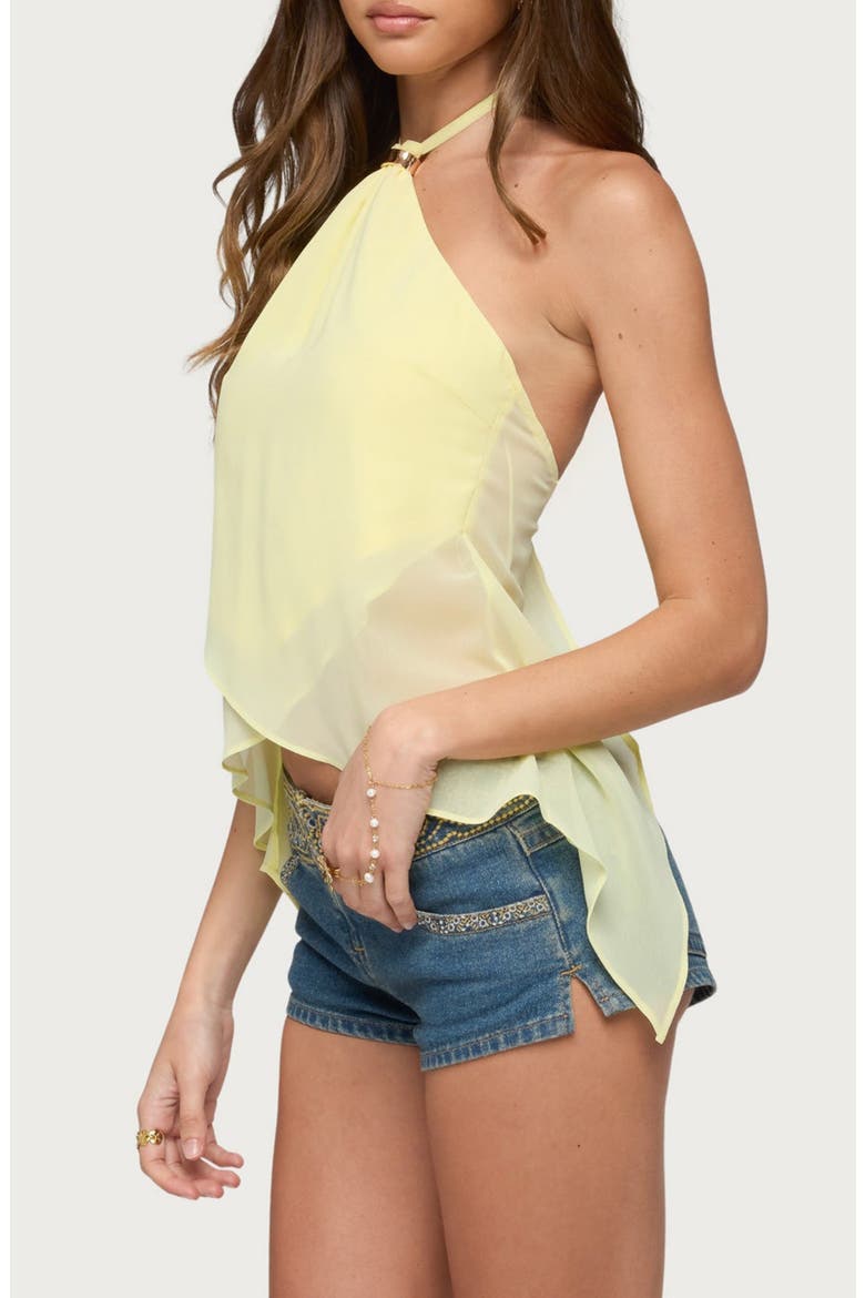 Split Open Back Chiffon Halter Top, Alternate, color, LIGHT-YELLOW