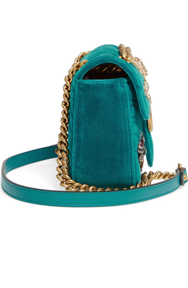 Gucci Mini GG Marmont Matelassé Velvet Shoulder Bag, Alternate, color,