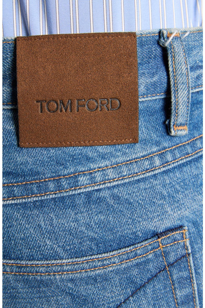 Stonewash Raw Hem Straight Leg Jeans, Alternate, color, DENIM