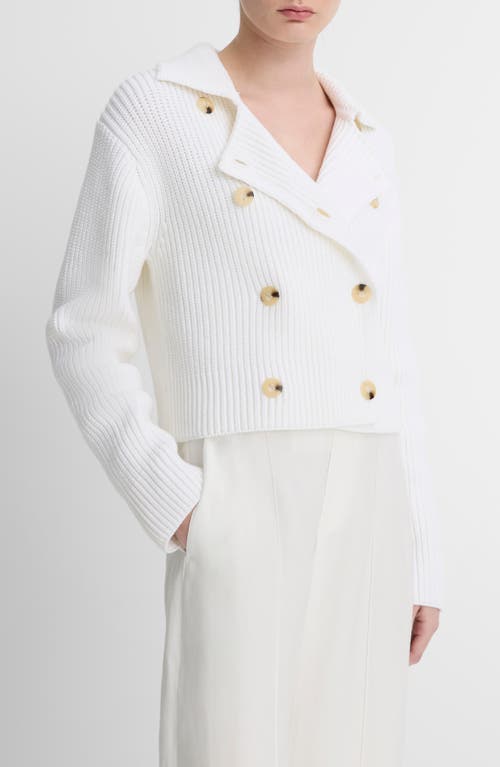 Vince Cotton-blend Double-breasted Sweater Jacket In Off-white In Optic White