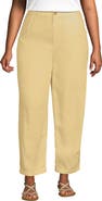Lands' End Plus Size Linen High Rise Pleated Barrel Leg Ankle Pants