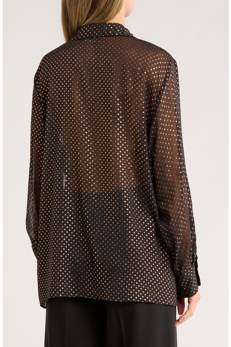 Metallic Dot Long Sleeve Button-Up Shirt, Alternate, color, BLACK/ GOLD FOIL DOT