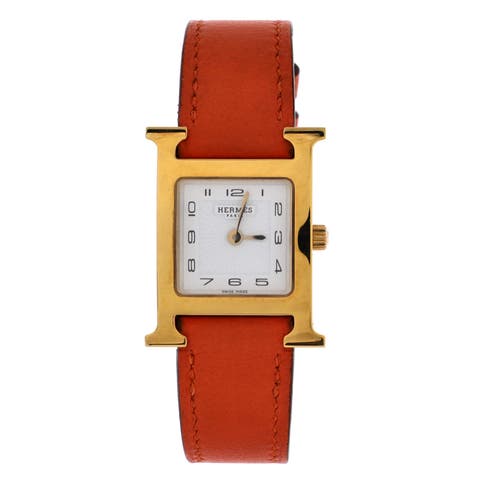 Heure H Quartz Watch Plated Metal and Leather 21