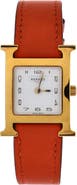 Pre-Owned Hermes Heure H Quartz Watch Plated Metal and Leather 21