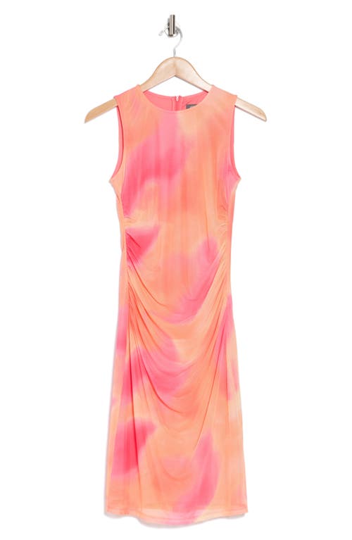 Vince Camuto Sleeveless Mesh Body-con Dress In Pink Multi