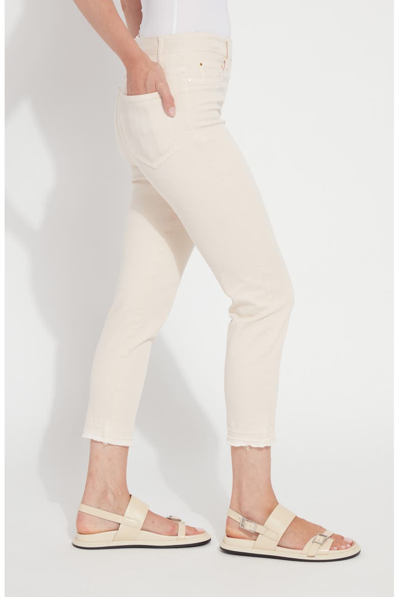 Toothpick High Waist Released Raw Hem Crop Skinny Jeans, Alternate, color, SUGAR