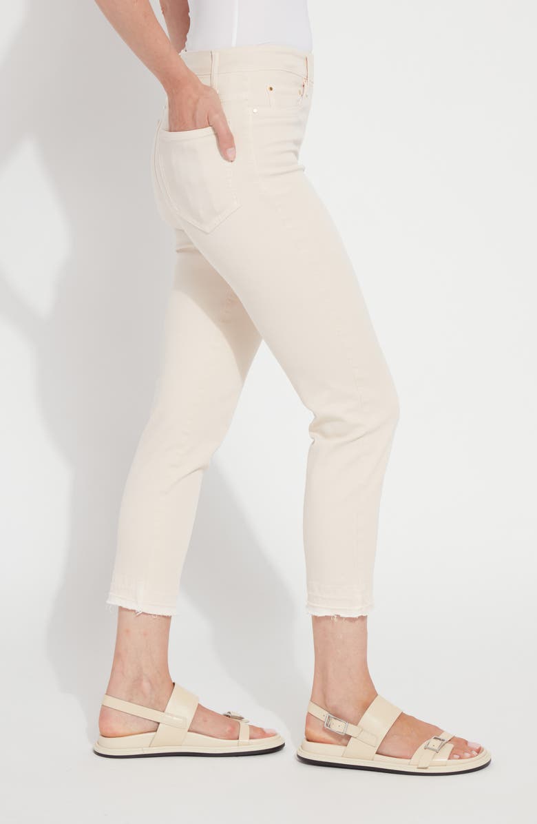 Lysse Toothpick High Waist Released Raw Hem Crop Skinny Jeans, Alternate, color, Sugar