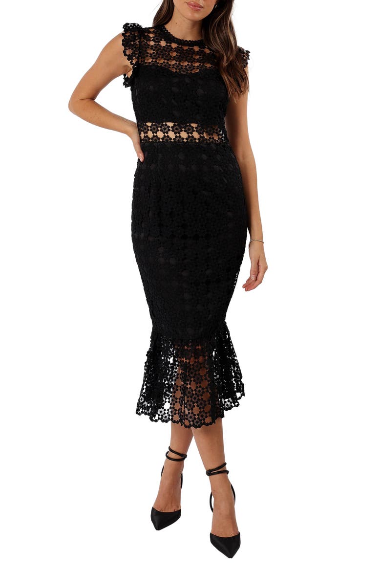 Lauren Lace Overlay Dress, Main, color, BLACK