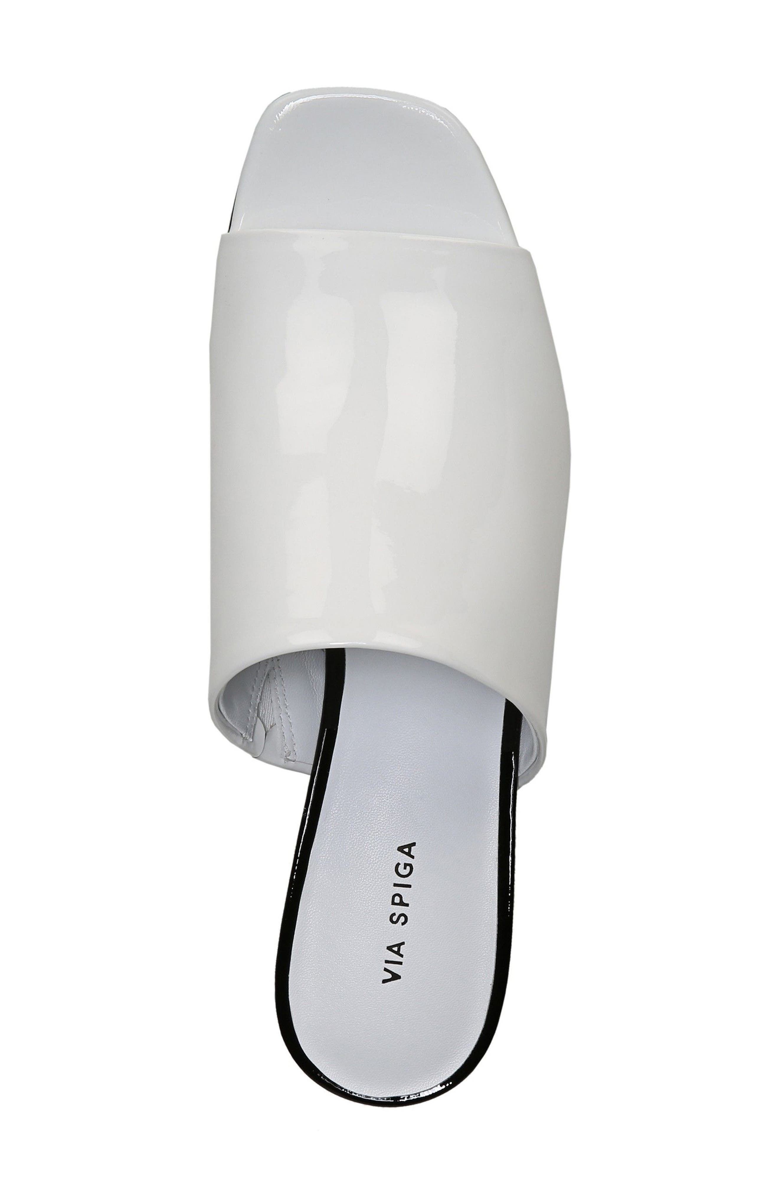 Porter Peep Toe Mule, Alternate, color, PORCELAIN/BLACK PATENT LEATHER