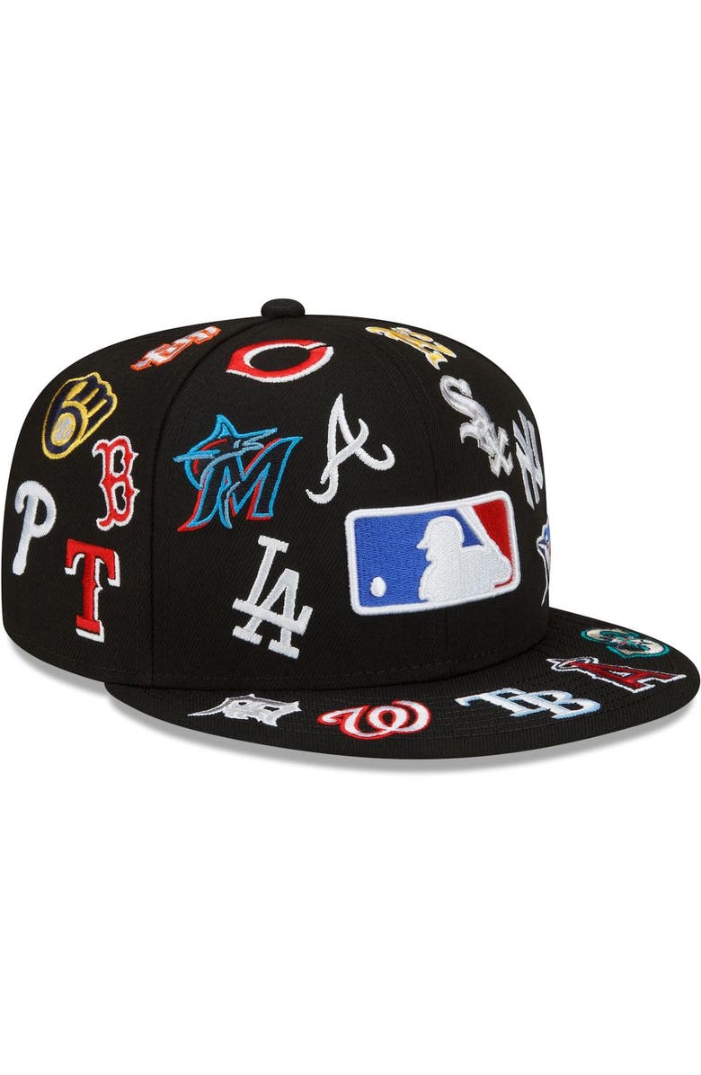 New Era Men's New Era Black MLB Allover Team Logo 59FIFTY Fitted Hat, Alternate, color, 