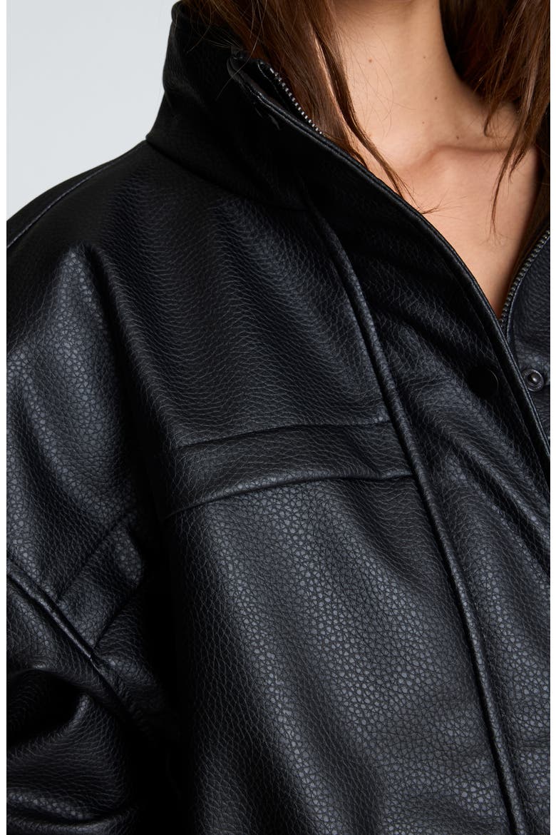 Faux Leather Cinch Waist Anorak, Alternate, color, BLACK