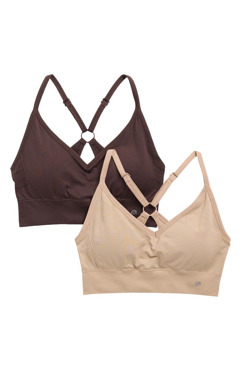 MARIKA London 2-Pack Low Impact Seamless Sports Bras, Main, color, Tuffet/ Black Coffee