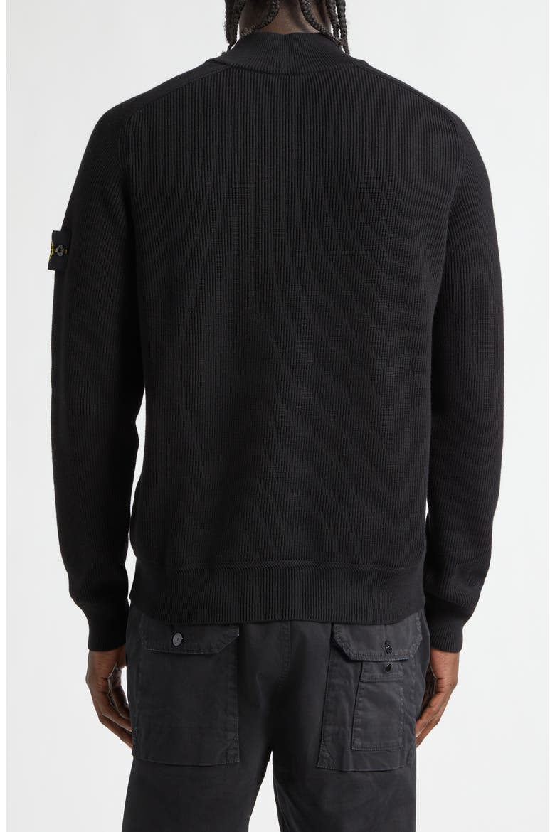 Organic Cotton Rib Half Zip Sweater, Alternate, color, BLACK