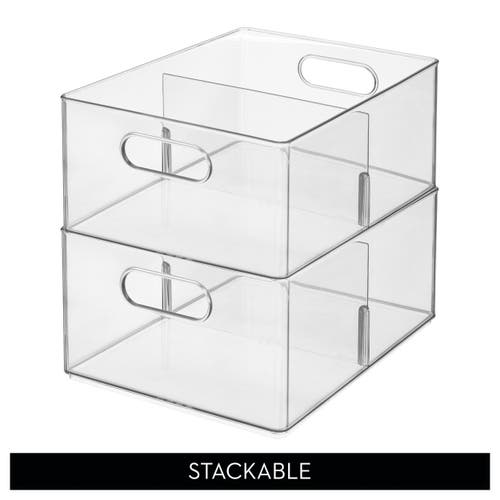 Idesign Divided All-purpose Bin For Kitchen And Pantry Storage In Transparent