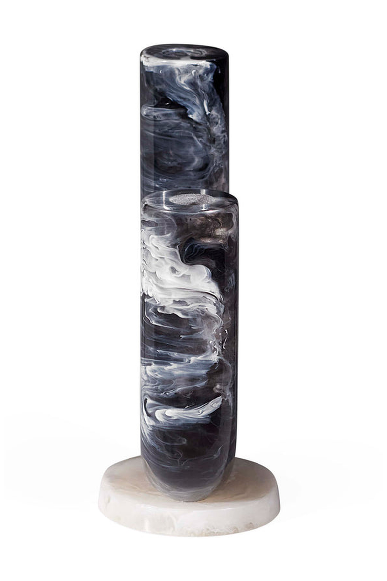 Mustique Double Tube Vase, Alternate, color, Black / White Marble