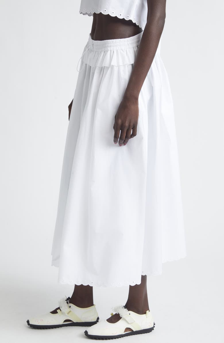 Cecilie Bahnsen Dalia Scalloped Broderie Anglaise Trim Poplin Midi Skirt, Alternate, color, White