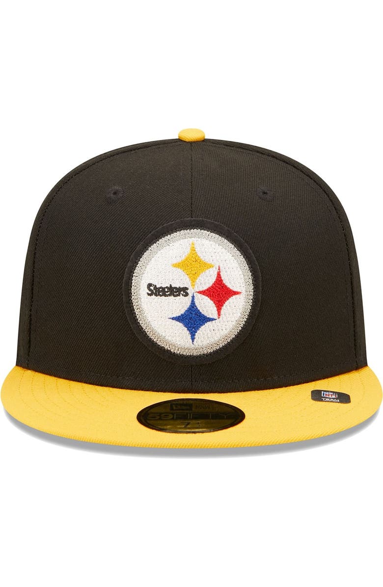 New Era Men's New Era Black/Gold Pittsburgh Steelers Super Bowl XLIII Letterman 59FIFTY Fitted Hat, Alternate, color,
