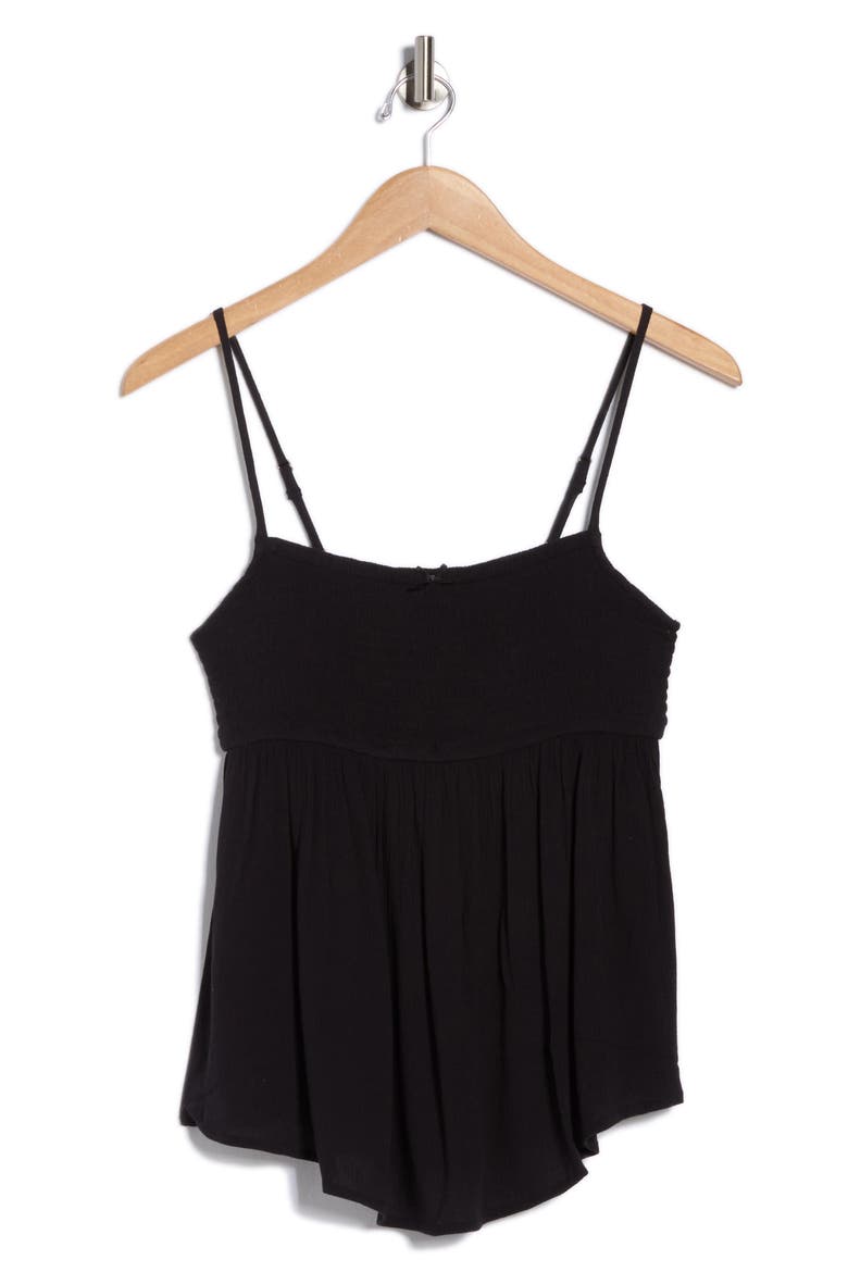 Smocked Boho Cami Top, Alternate, color, BLACK
