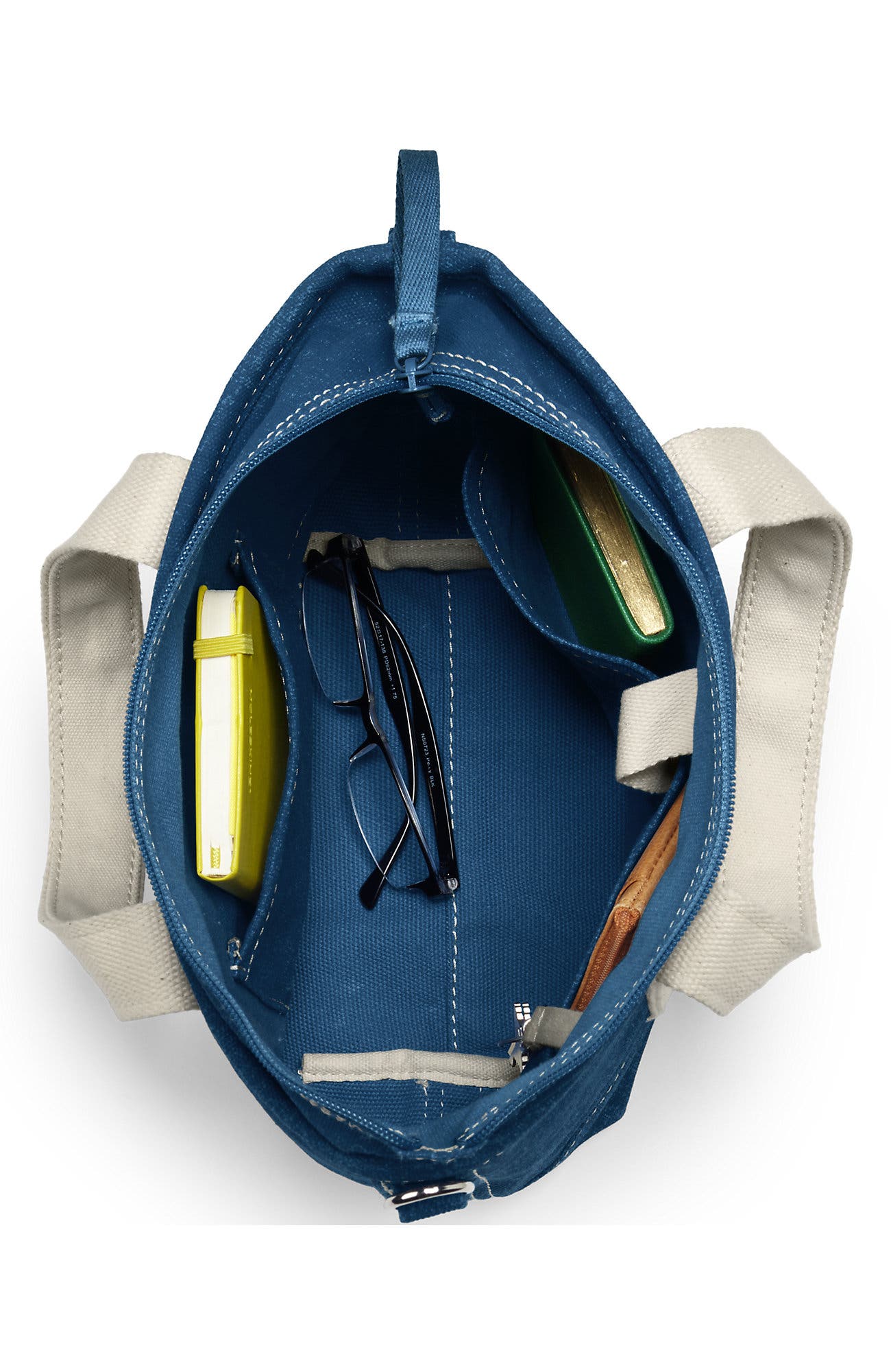 Zip Top Canvas Tote Bag, Alternate, color, Denim Blue
