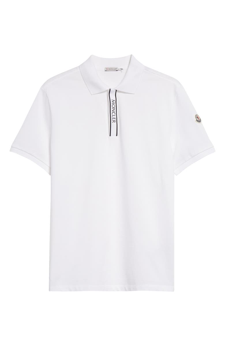Moncler Short Sleeve Cotton Polo, Alternate, color, White