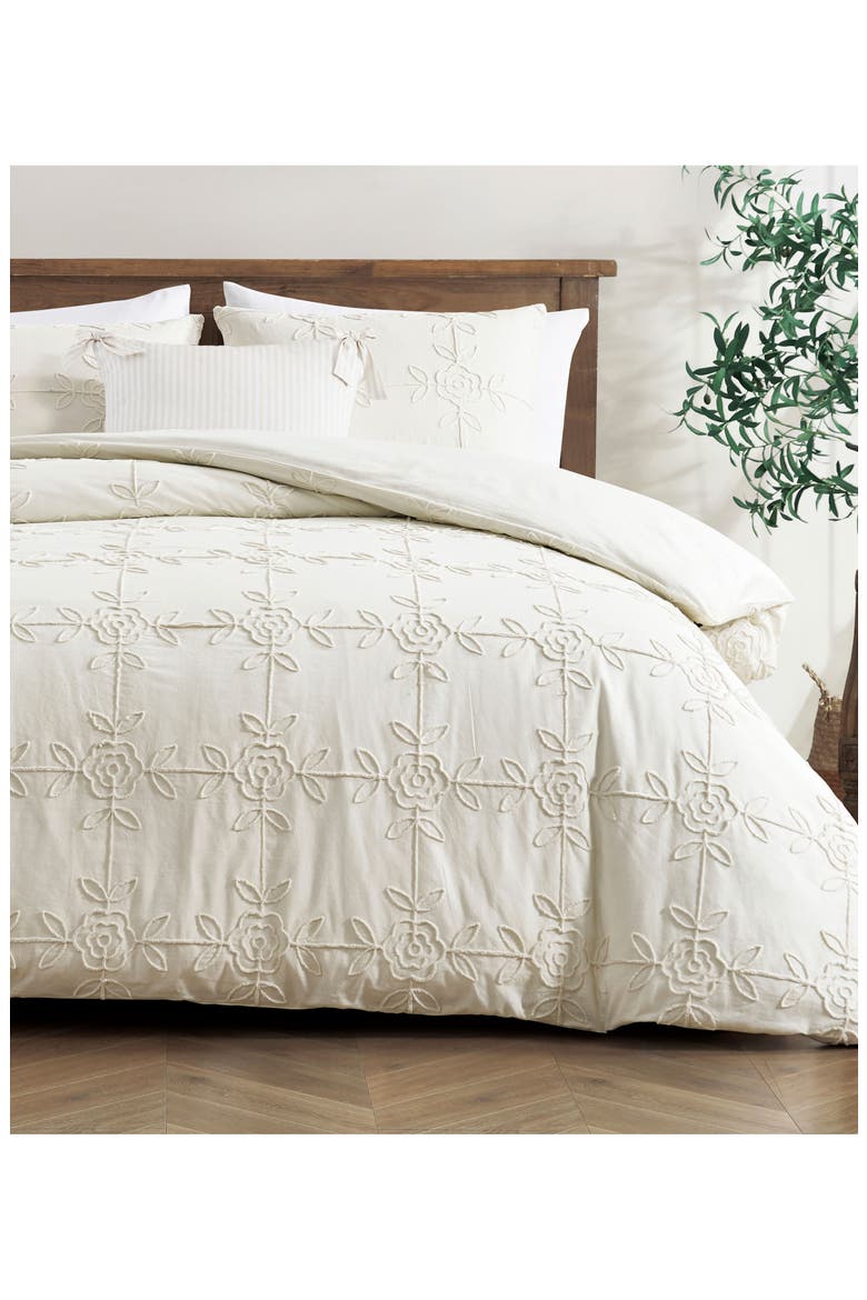 Trellis Rose Duvet Cover & Pillow Shams Set, Alternate, color, IVORY