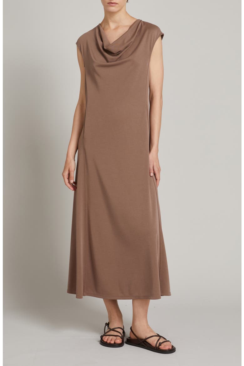 Vetusta Cowl Neck Sleeveless Dress, Main, color, HAZELNUT BROWN