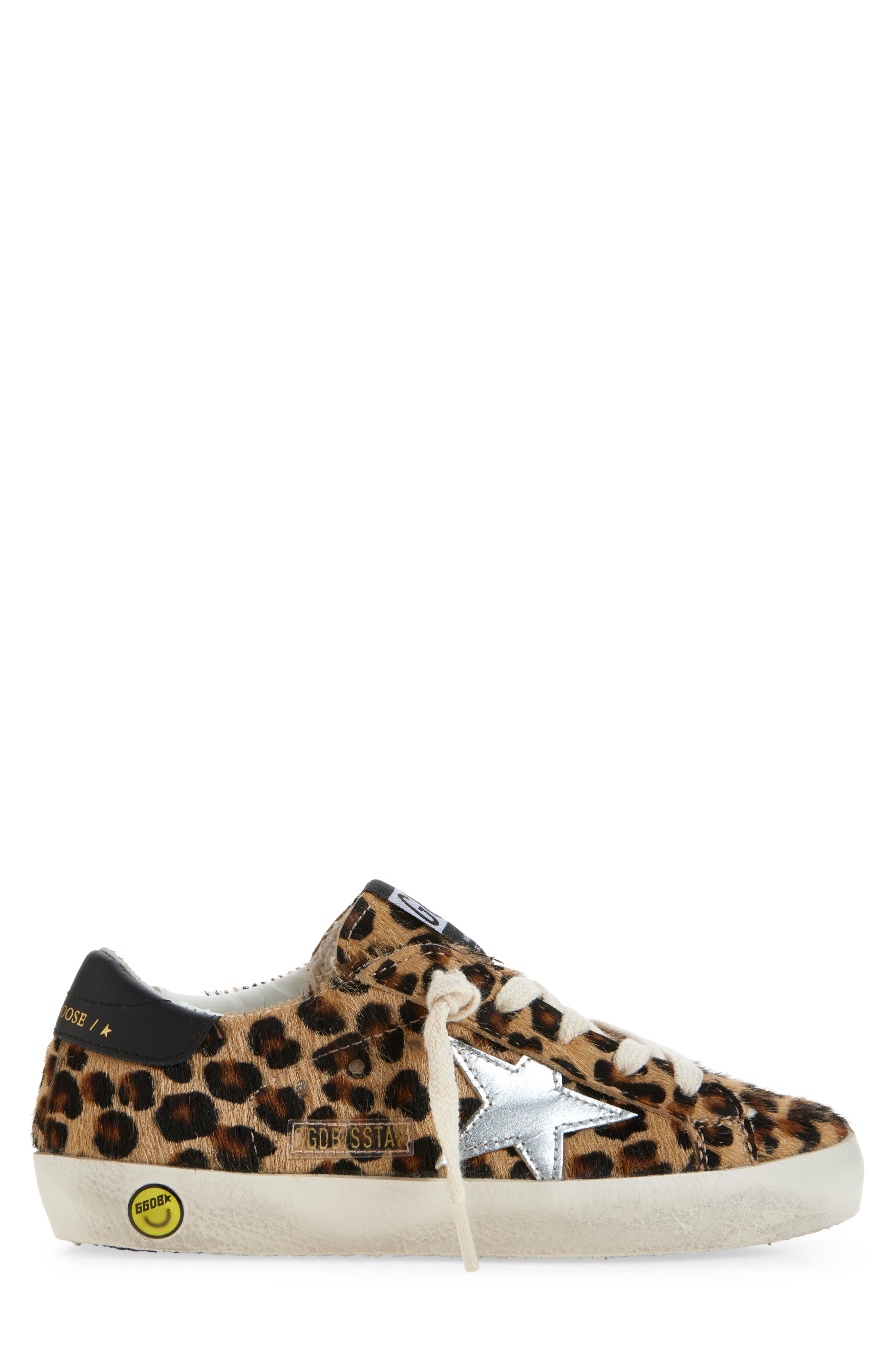 Golden Goose Kids' Super-Star Genuine Calf Hair Sneaker, Alternate, color, Black Brown Leo/ Platinum