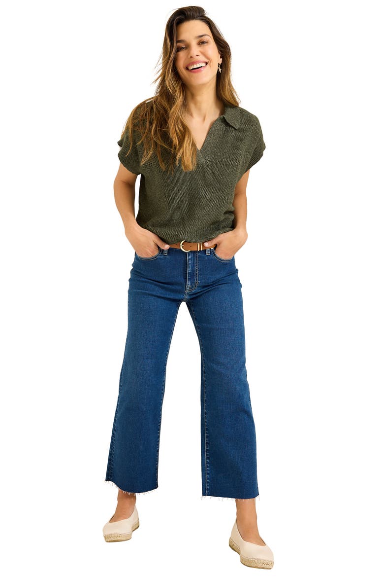 Pebble Stitch Short Sleeve Sweater, Alternate, color, BANANA LEA
