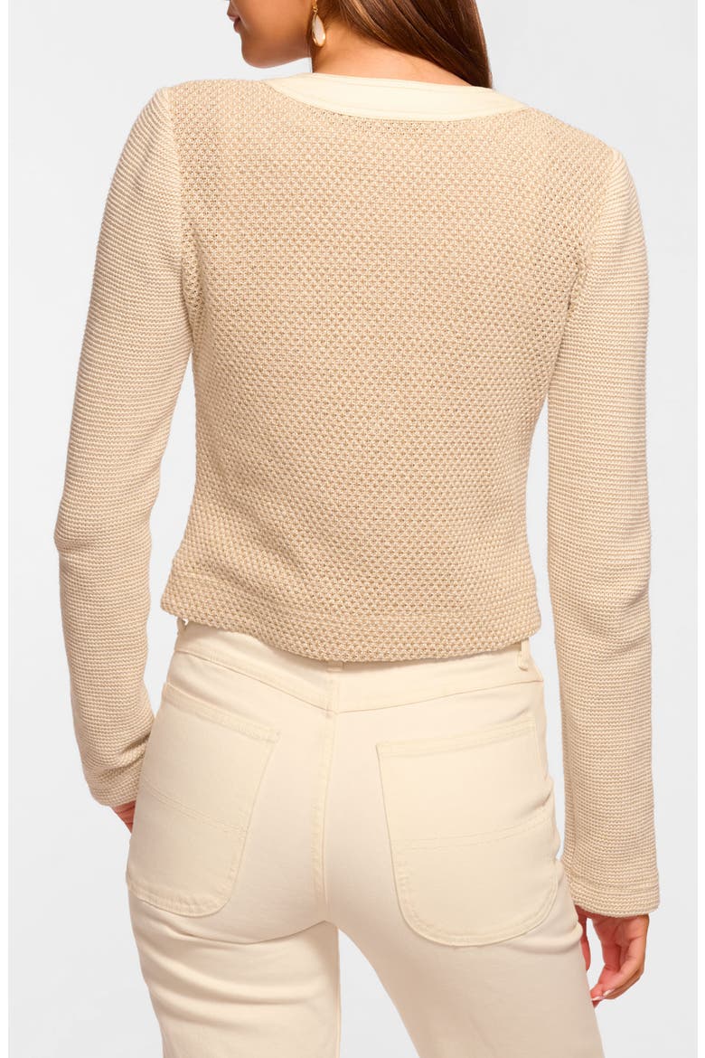 Huda Mixed Media Cardigan, Alternate, color, SANDSTONE TWEED