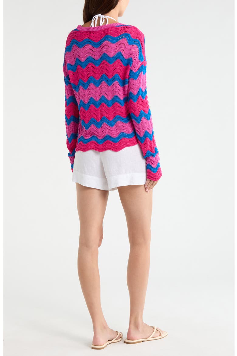 Beach Cover-Up Sweater, Alternate, color, SEASHELL ISLE COLORBLOCK