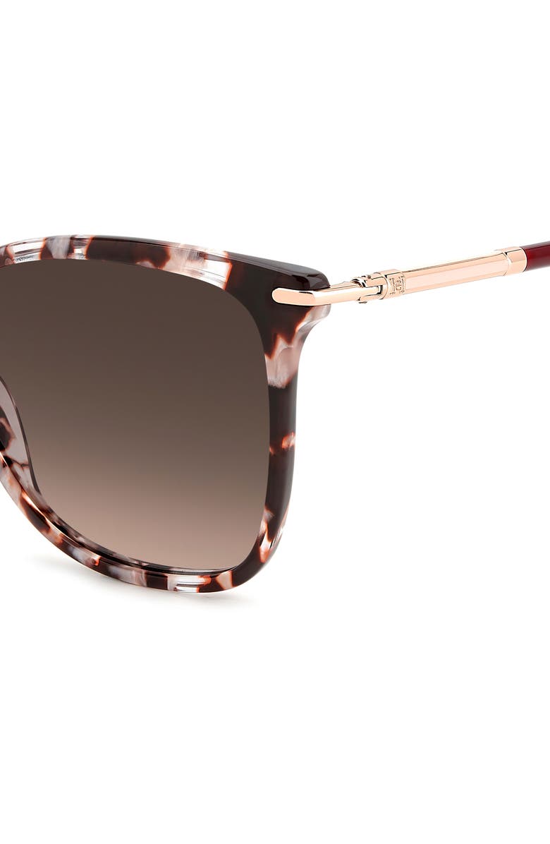 Carolina Herrera 57mm Rectangular Gradient Sunglasses, Alternate, color, Pink Havana Red/ Brown Sf