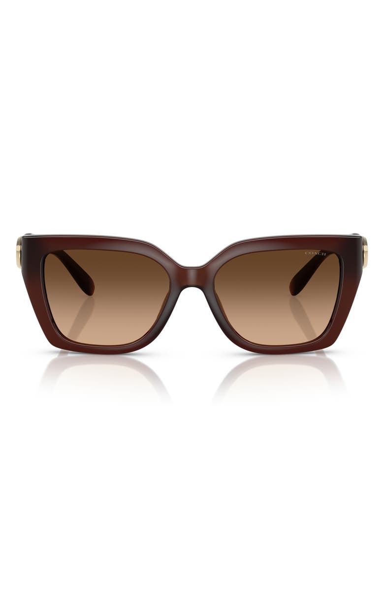 COACH 57mm Gradient Square Sunglasses, Alternate, color, Brown Grad