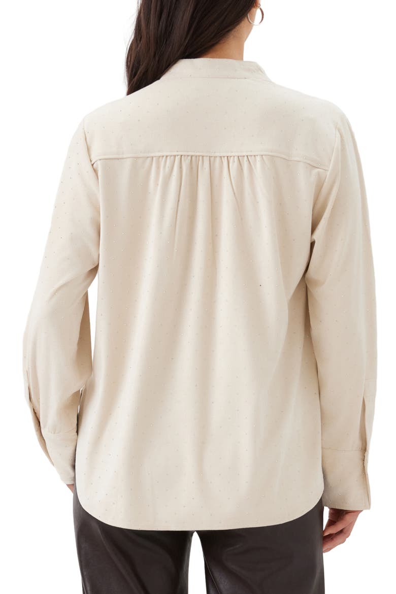 Embellished Faux Suede Shirt, Alternate, color, CREAM