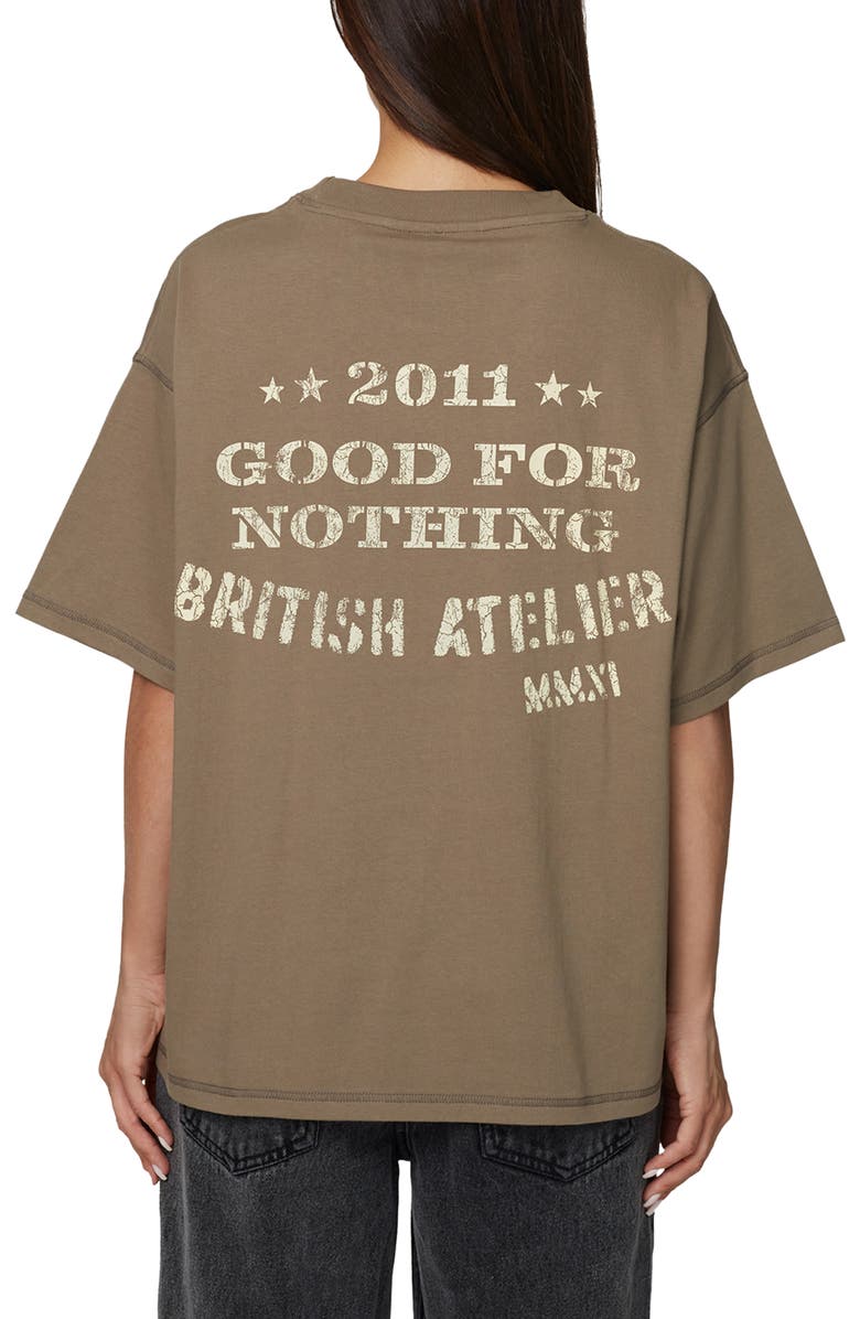 Good For Nothing Oversized Stamp T-Shirt, Alternate, color, Brown