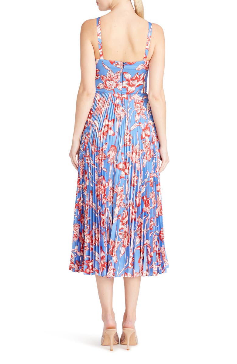 ML Monique Lhuillier Halter Neck Pleated Satin Cocktail Dress, Alternate, color, 