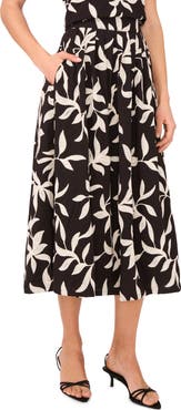 Halogen® Embroidered Pull-On A-Line Midi Skirt
