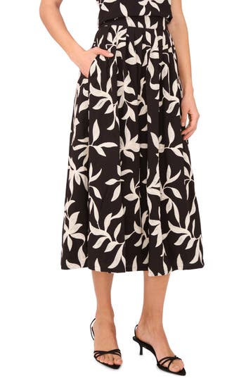 Halogen ® Embroidered Pull-on A-line Midi Skirt In Black