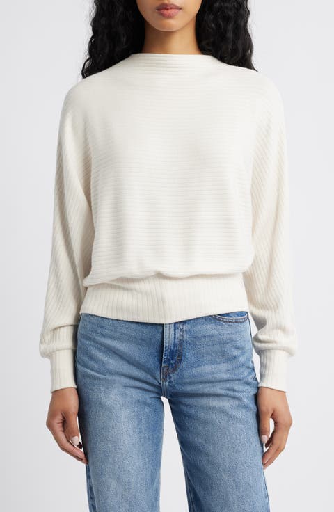 Mock Neck Dolman Sleeve Sweater