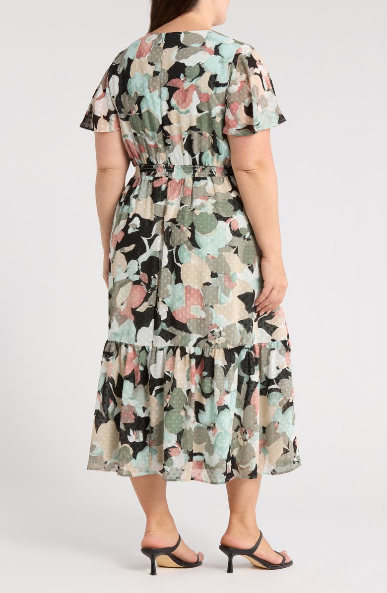 KASPER Clip Dot Flutter Sleeve Dress, Alternate, color, Black Multi