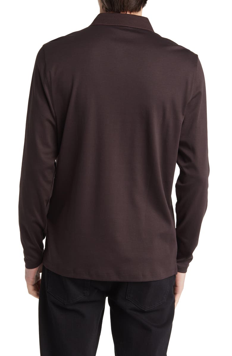 Robert Barakett Georgia Long Sleeve Polo, Alternate, color, Chocolate